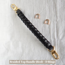 Load image into Gallery viewer, Top Handle Conversion Kit with D Rings and Braided Leather Top Handle Strap
