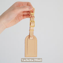 Load image into Gallery viewer, Luxegarde’s Vachetta Leather Luggage Tag With Clip is the perfect accessory to customise the look of your Louis Vuitton bags and purses! Comes with a gold buckle clip so it&#39;s ready to be clipped on onto any hardware or keychain. This luggage tag can be customised with monogram letters or emojis!