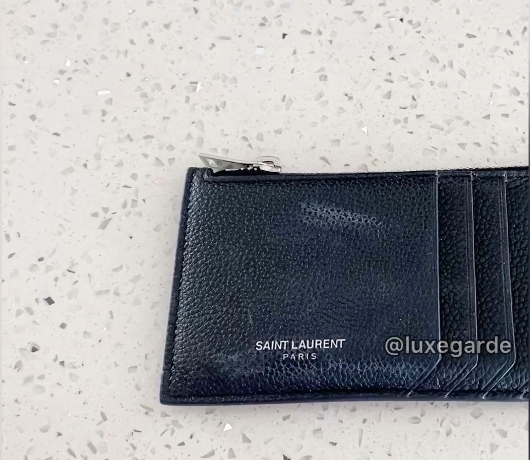 CHANEL Black Vernis Leather Stitch CC Logo Wallet Authentic 