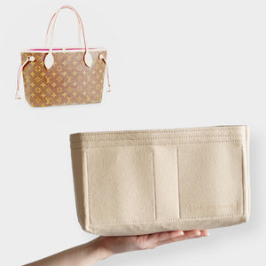 DGAZ Purse Organizer Insert Fits LV Neverfull Mini/PM/MM/GM Bags，Silk Bag  Organizer，Luxury Handbag & Tote Shaper（PM, Craie）