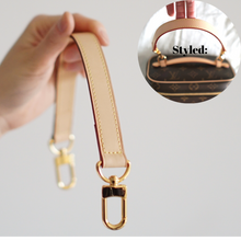 Load image into Gallery viewer, Our Leather Top Handle is the perfect accessory to customise your existing bags (eg Louis Vuitton NeoNoe, Noe BB, Mini Pochette Accessoires, Pochette Metis, Speedy, Chanel Classic Flap) or convert your favourite SLG into a bag (eg Toiletry 26).