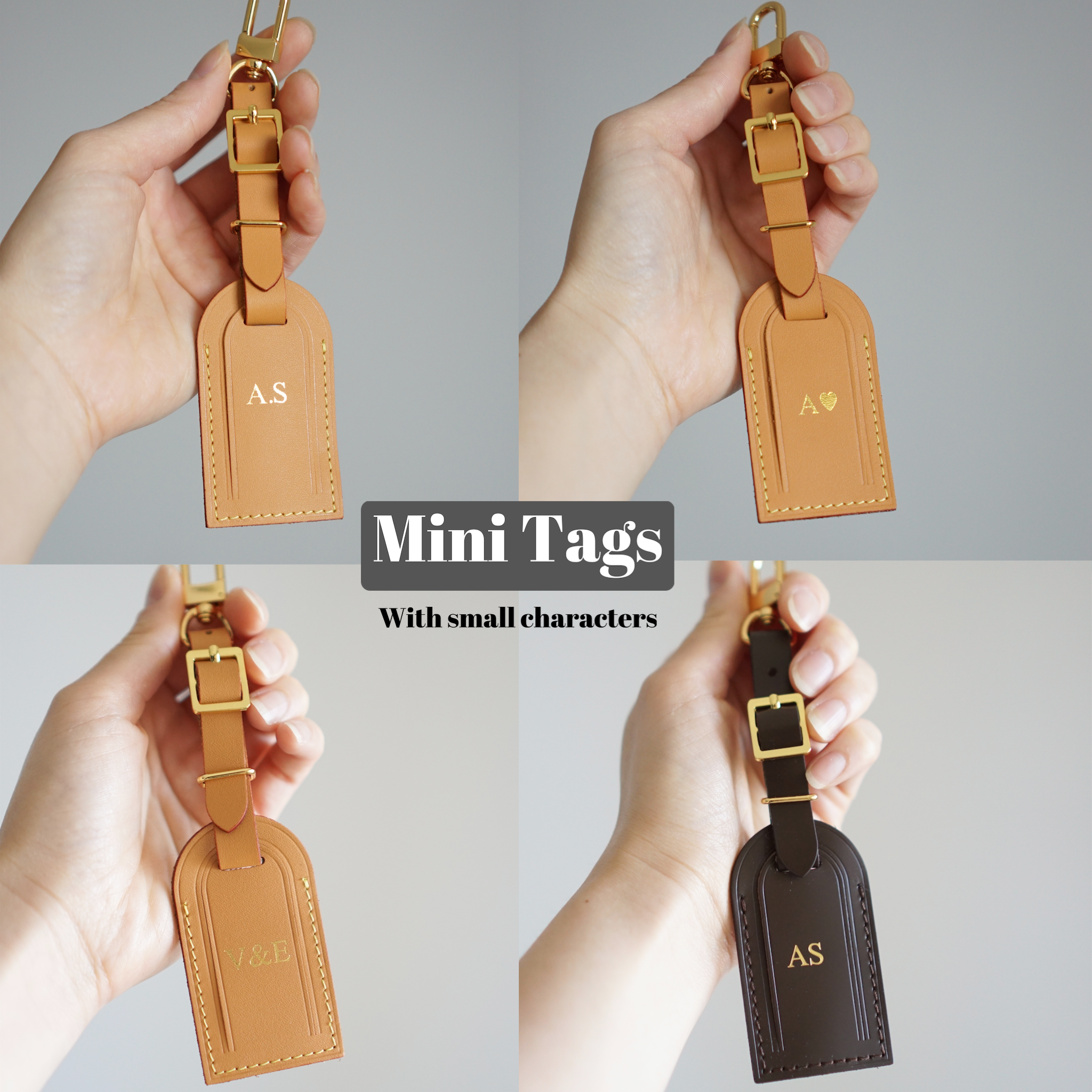 Vachetta Leather Luggage Tag with Clip Monogram and Personalisation Luxegarde