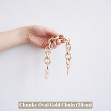Load image into Gallery viewer, Our Chunky Oval Gold Chain Strap is the perfect accessory to customise your existing bags (eg Louis Vuitton Mini Pochette Accessoires, Pochette Metis, Speedy, Chanel Classic Flap) or convert your favourite SLG into a bag (eg Toiletry 26).