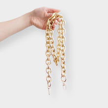 Load image into Gallery viewer, Our Chunky Oval Gold Chain Strap is the perfect accessory to customise your existing bags (eg Louis Vuitton Mini Pochette Accessoires, Pochette Metis, Speedy, Chanel Classic Flap) or convert your favourite SLG into a bag (eg Toiletry 26).