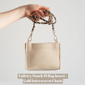 Our Toiletry Pouch 19 Bag Shaper / Organizer is the ultimate accessory for this Louis Vuitton Pouch! It will help to convert the Pouch into a crossbody bag, maintain the shape and prevent keys and pens from marking the bottom. You can add our 24k Gold-Plated Chain or Premium Gold Chain to finish the look!
