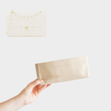 Load image into Gallery viewer, Luxegarde&#39;s Chanel Small Classic Flap Bag Organizer will help to maintain the base shape of the purse and allow you to better organize your bag. We measure and design our Bag Organizer Inserts from scratch to ensure a perfect fit.