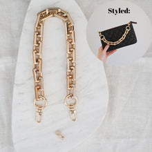 Load image into Gallery viewer, Luxegarde&#39;s Pouch Converter Ring is perfect for turning your pouches or wallets with a zipper into a wristlet or crossbody bag. Suitable for Chanel Cosmetic Pouch, Nice Nano, Nice Mini etc. Together with Luxegarde’s Chunky Gold Chain Strap, this is the perfect set to convert your favourite small leather goods into a bag or just as a replacement strap.