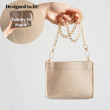 Load image into Gallery viewer, Our Toiletry Pouch 19 Bag Shaper / Organizer is the ultimate accessory for this Louis Vuitton Pouch! It will help to convert the Pouch into a crossbody bag, maintain the shape and prevent keys and pens from marking the bottom. You can add our 24k Gold-Plated Chain or Premium Gold Chain to finish the look!