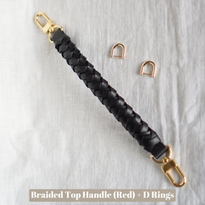 Top Handle Conversion Kit with D Rings and Braided Leather Top Handle Strap