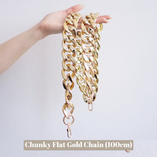 Load image into Gallery viewer, Our Chunky Flat Gold Chain Strap is the perfect accessory to customise your existing bags (eg Louis Vuitton Mini Pochette Accessoires, Pochette Metis, Speedy, Chanel Classic Flap) or convert your favourite SLG into a bag (eg Toiletry 26).