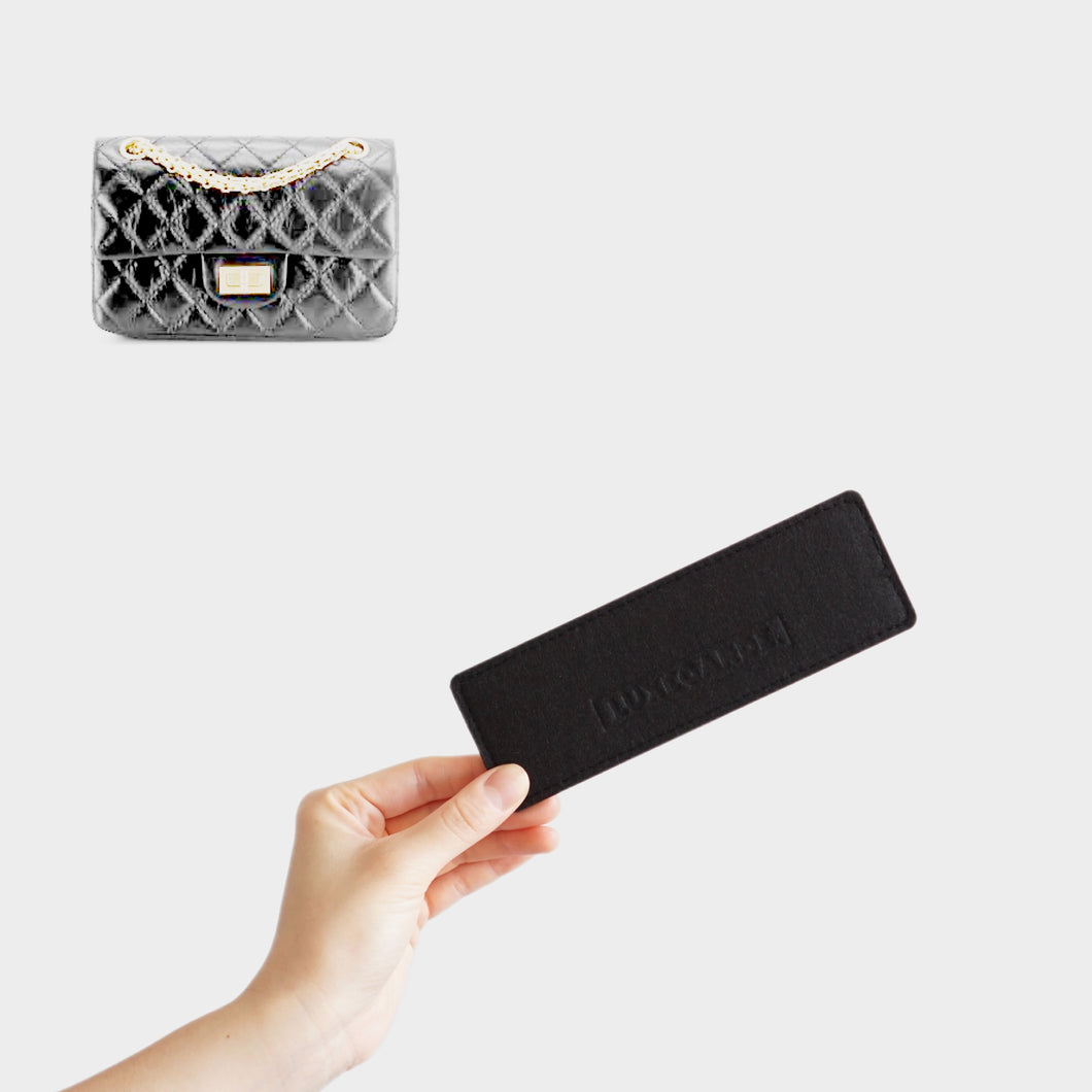 Luxegarde's Chanel Mini Reissue Flap Base Shaper will help to maintain the base shape of the purse, prevent sagging, and increase amount of space in the bag. The Mini Reissue felt base insert prevent keys and pens from scratching.