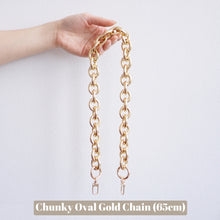 Load image into Gallery viewer, Our Chunky Oval Gold Chain Strap is the perfect accessory to customise your existing bags (eg Louis Vuitton Mini Pochette Accessoires, Pochette Metis, Speedy, Chanel Classic Flap) or convert your favourite SLG into a bag (eg Toiletry 26).