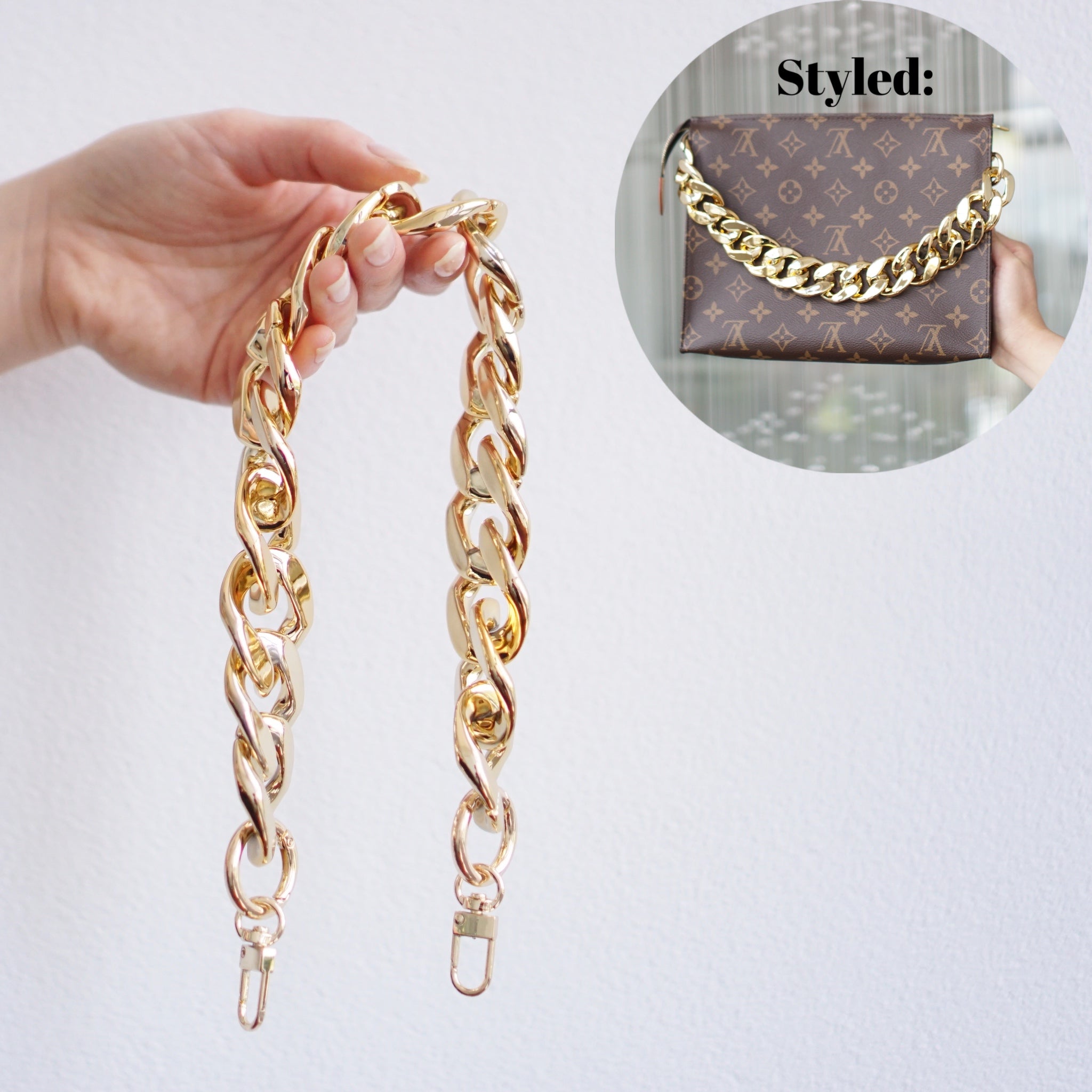 Chunky Flat Gold Chain Handle Strap