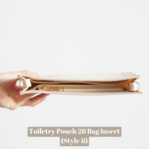 Our Toiletry Pouch 26 Bag Shaper / Organizer is the ultimate accessory for this Louis Vuitton Pouch! It will help to convert the Pouch into a crossbody bag, maintain the shape and prevent keys and pens from marking the bottom. Add a Chunky Oval Gold Chain Strap for the ultimate fashion statement!