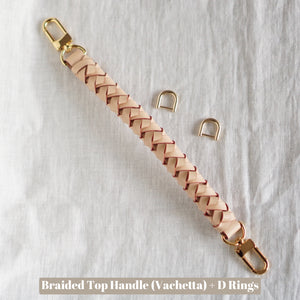 Top Handle Conversion Kit with D Rings and Braided Leather Top Handle Strap