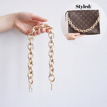 Load image into Gallery viewer, Our Chunky Oval Gold Chain Strap is the perfect accessory to customise your existing bags (eg Louis Vuitton Mini Pochette Accessoires, Pochette Metis, Speedy, Chanel Classic Flap) or convert your favourite SLG into a bag (eg Toiletry 26).