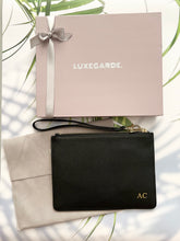 Load image into Gallery viewer, Luxegarde&#39;s Saffiano Leather Wristlet Pouch is perfect as a gift or something to treat yourself with. Personalise and monogram with gold foil or blind embossing. Perfect as wedding favours or gifts for the bridal party.