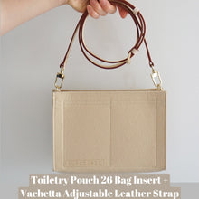 Load image into Gallery viewer, Our Louis Vuitton Toiletry Pouch 26 Bag Shaper / Organizer is the ultimate accessory for this Louis Vuitton Pouch! It will help to convert the Pouch into a crossbody bag, maintain the shape and prevent keys and pens from marking the bottom.  You can add Luxegarde&#39;s leather straps to finish the look!