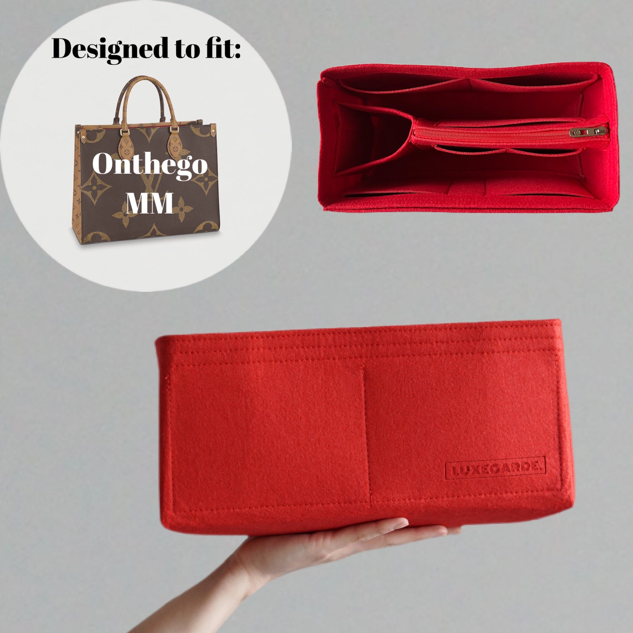 Tas portemonnee organizer met rits, draagtas organizer insert voor LV ONTHEGO (Zwart, L, (14,5x6,7x7,8 Tas portemonnee organizer met rits, draagtas organizer insert voor LV ONTHEGO (Zwart, L, (14,5x6,7x7,8