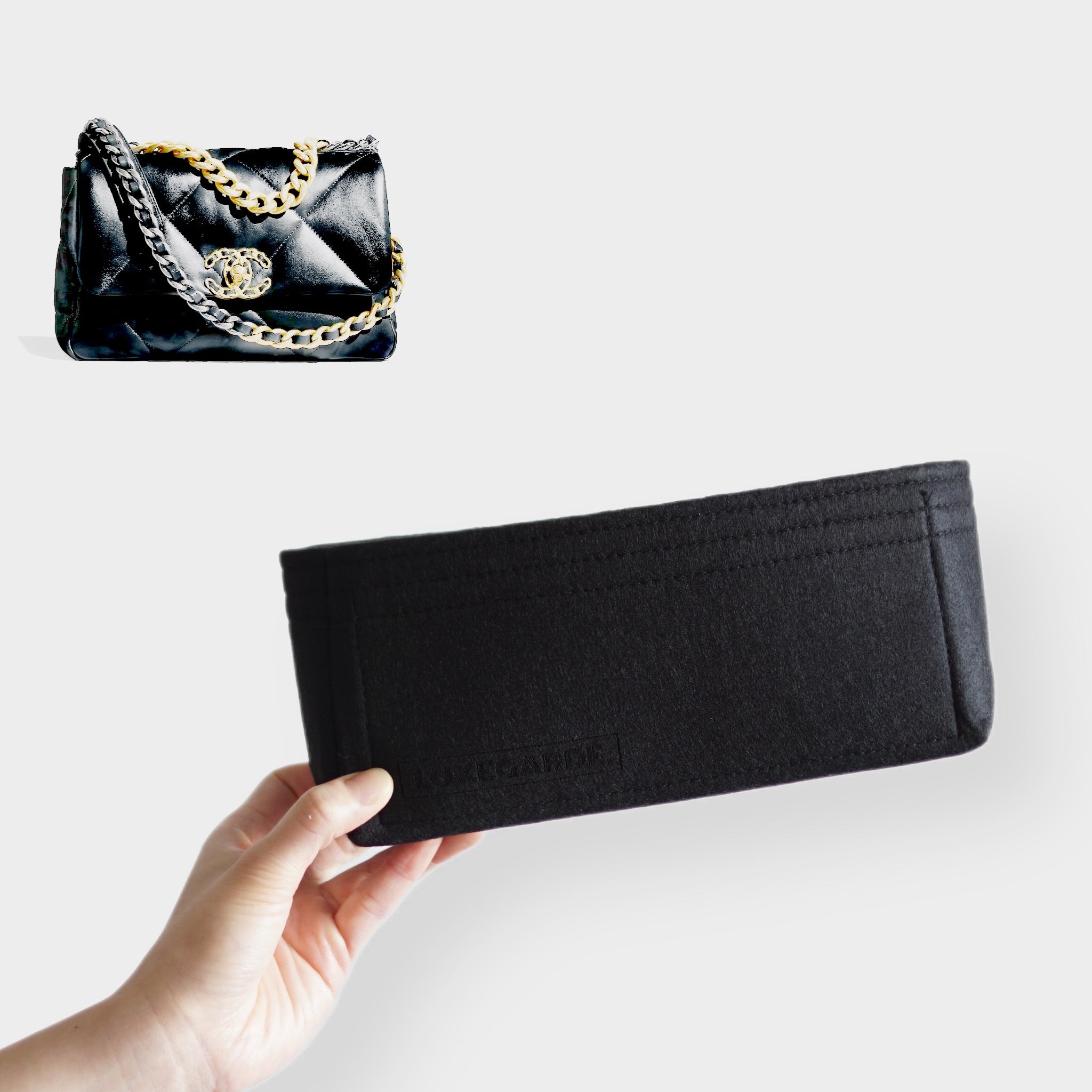Purse Organizer Insert for Chanel 19 Large bag Organizer with Side Zipper  Pocket Claret 1016 27 * 8 * 15cm