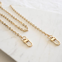 Load image into Gallery viewer, Luxegarde&#39;s Delicate Gold Chain Strap is similar to the Felicie strap and is the perfect accessory to customise the look of your existing bags, convert your favourite small leather goods into a bag or just as a replacement strap (For Louis Vuitton Mini Pochette, Pochette Accessoires, Pochette Metis, Speedy), and Cosmetic Pouch adding D Rings