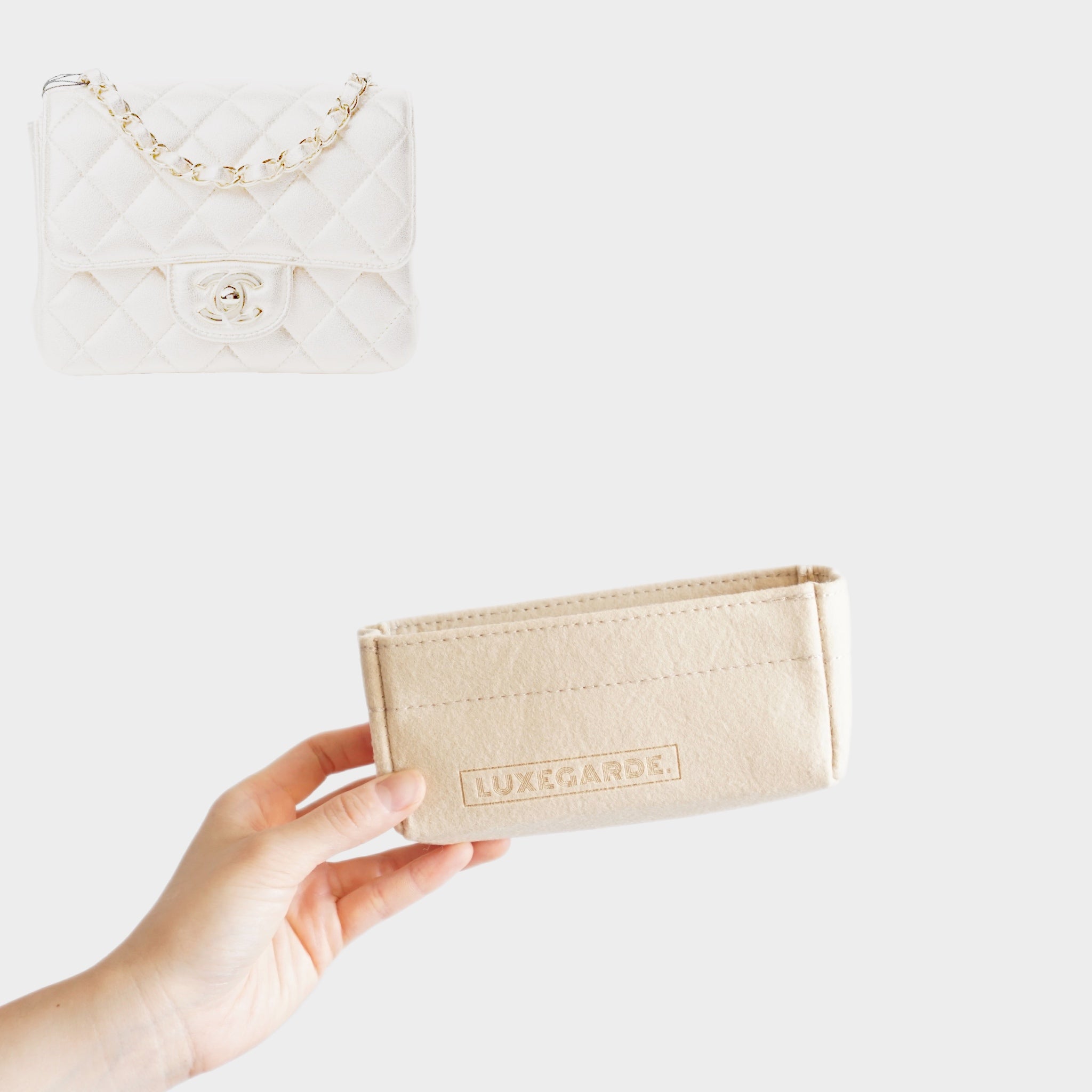 Lckaey Purse Organizer Insert for Chanel 19 Small bag with Side Zipper  Pocket Handbag Chanel Maxi Flip bag Organizer Y002beige-M
